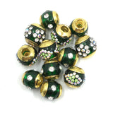 Emerald Green Alloy Round Bead | Fashion Jewellery Outlet | Fashion Jewellery Outlet
