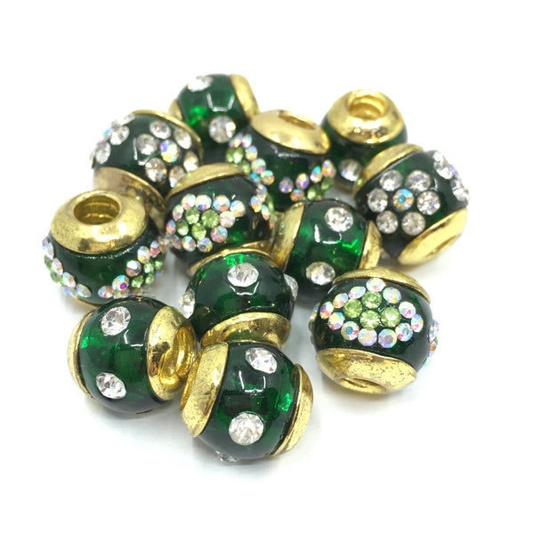 Emerald Green Alloy Round Bead | Fashion Jewellery Outlet | Fashion Jewellery Outlet