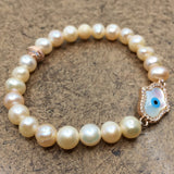 Fresh Water Pearl Evil Eye Bracelet | Fashion Jewellery Outlet | Fashion Jewellery Outlet