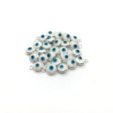 8mm White and Blue Sterling Silver Evil Eye Charm | Fashion Jewellery Outlet | Fashion Jewellery Outlet