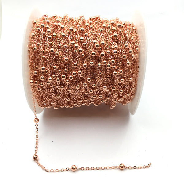 4mm Alloy Rose GOld ball chain | Fashion Jewellery Outlet | Fashion Jewellery Outlet