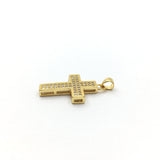Brass CZ Pave Cross Charm, Gold/Rhodium/Gunmetal | Fashion Jewellery Outlet | Fashion Jewellery Outlet