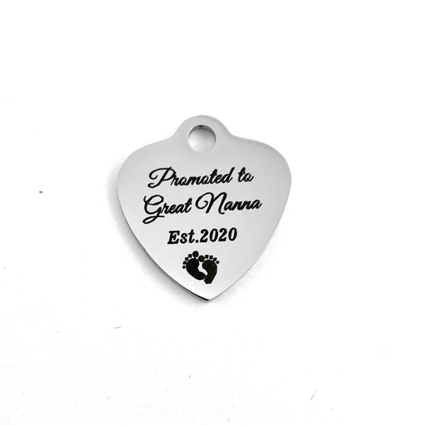Promoted to Great Nanna Engraved Charm | Fashion Jewellery Outlet | Fashion Jewellery Outlet