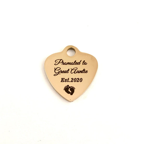 Promoted to Great Auntie Engraved Charm | Fashion Jewellery Outlet | Fashion Jewellery Outlet
