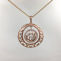 Allah CZ Micro Pave Rose gold/Rhodium Brass Charm dangling Pendant | Fashion Jewellery Outlet | Fashion Jewellery Outlet