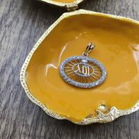 Allah CZ Micro Pave 18k Gold plated/Rhodium Brass Charm oval Pendant | Fashion Jewellery Outlet | Fashion Jewellery Outlet