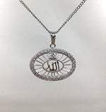 Allah CZ Micro Pave 18k Gold plated/Rhodium Brass Charm oval Pendant | Fashion Jewellery Outlet | Fashion Jewellery Outlet