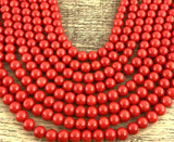 6mm Faux Glass Pearl Beads Deep Solid Red | Fashion Jewellery Outlet | Fashion Jewellery Outlet