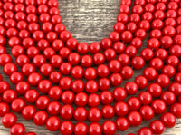 10mm Faux Glass Pearl beads, Deep Solid Red | Fashion Jewellery Outlet | Fashion Jewellery Outlet