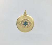 Round Blue Evil Eye Gold Charm | Fashion Jewellery Outlet | Fashion Jewellery Outlet