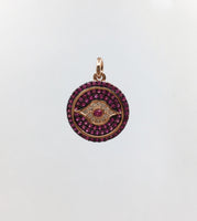 Round Evil Eye Gold Charm, CZ Pave | Fashion Jewellery Outlet | Fashion Jewellery Outlet