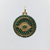 Round Evil Eye Gold Charm, CZ Pave | Fashion Jewellery Outlet | Fashion Jewellery Outlet