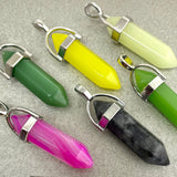 Green Jade, Lemon Jade, Agate, Natural Stone Bullet Pendant | Fashion Jewellery Outlet | Fashion Jewellery Outlet
