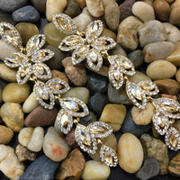 Flower Designer Crystal Earrings, Champagne | Fashion Jewellery Outlet | Fashion Jewellery Outlet