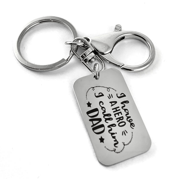 2 Sided I have a HERO I Call him Dad Keychain| Fashion Jewellery Outlet | Fashion Jewellery Outlet