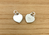 Blue Enamel Sterling Silver Flat Heart charm with Loop | Fashion Jewellery Outlet