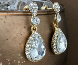 Crystal Round/ Teardrop Earrings, Gold | Fashion Jewellery Outlet | Fashion Jewellery Outlet