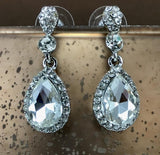 Crystal Round/ Teardrop Earrings, Silver | Fashion Jewellery Outlet | Fashion Jewellery Outlet