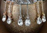 Crystal Straight Line Teardrop Earring Gold | Fashion Jewellery Outlet | Fashion Jewellery Outlet