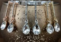 Crystal Straight Teardrop Earrings, Silver | Fashion Jewellery Outlet | Fashion Jewellery Outlet
