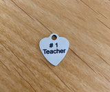 Number 1 Teacher Laser Engraved Charm | Fashion Jewellery Outlet | Fashion Jewellery Outlet