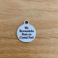My Broomstick Runs on Crystal Engraved Charm| Fashion Jewellery Outlet | Fashion Jewellery Outlet