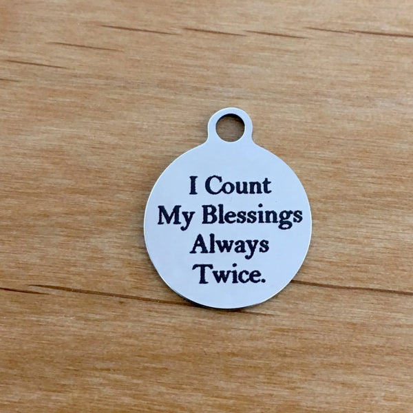I Count My Blessings Always Twice Engraved Charm | Fashion Jewellery Outlet | Fashion Jewellery Outlet