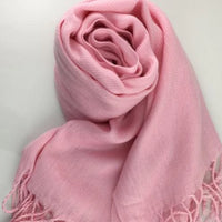 Pink Pashmina Scarf with Fringe | Fashion Jewellery Outlet | Fashion Jewellery Outlet