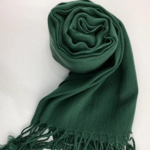 Emerald Green Pashmina Scarf with Fringe | Fashion Jewellery Outlet | Fashion Jewellery Outlet