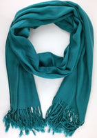 Teal Blue Pashmina Scarf with Fringe | Fashion Jewellery Outlet | Fashion Jewellery Outlet