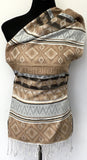 Tribal Print Beige Pashmina Scarf | Fashion Jewellery Outlet | Fashion Jewellery Outlet