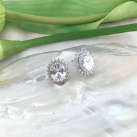 Oval Shape Cubic Zirconia Bridal Earrings | Fashion Jewellery Outlet | Fashion Jewellery Outlet