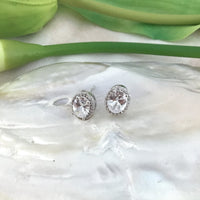 Oval Shape Cubic Bridal Earrings, 18K Plated| Fashion Jewellery Outlet | Fashion Jewellery Outlet