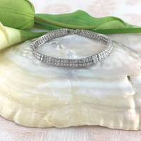 Cubic Zirconia Princess Cut Bridal Bracelet | Fashion Jewellery Outlet | Fashion Jewellery Outlet
