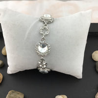 Crystal Round Silver Bridal Bracelet | Fashion Jewellery Outlet | Fashion Jewellery Outlet