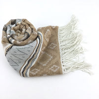 Tribal Print Beige Pashmina Scarf | Fashion Jewellery Outlet | Fashion Jewellery Outlet