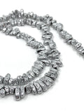 Silver lava chips beads