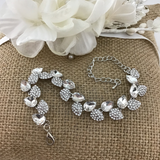 Crystal Elegant Leaf Shape Silver Bridal Bracelet | Fashion Jewellery Outlet | Fashion Jewellery Outlet