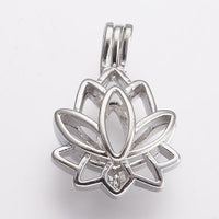 Lotus Cage Brass Pendant Rhodium and Rose Gold | Fashion Jewellery Outlet | Fashion Jewellery Outlet