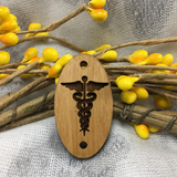 2 Sided Medical Alert Laser Engraved Wood Connector | Fashion Jewellery Outlet | Fashion Jewellery Outlet