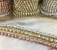 1 Row Rose Gold Rhinestone Chain Clear Stone| Fashion Jewellery Outlet | Fashion Jewellery Outlet