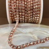 1 Row Rose Gold Rhinestone Chain Clear Stone| Fashion Jewellery Outlet | Fashion Jewellery Outlet