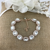 Crystal Oval Rose Gold Bridal Bracelet | Fashion Jewellery Outlet | Fashion Jewellery Outlet