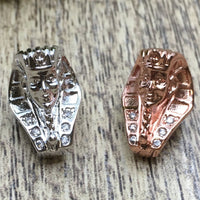 Cz Micro Pave Egyptian Head Bead, Rose Gold | Fashion Jewellery Outlet | Fashion Jewellery Outlet