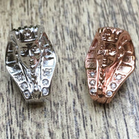 Cz Pave Micro Pave Silver Egyptian Head Bead| Fashion Jewellery Outlet | Fashion Jewellery Outlet