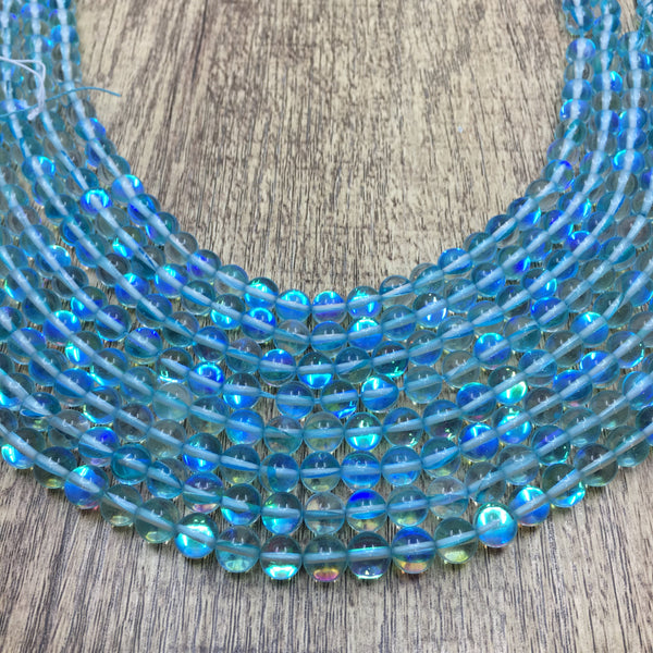 8mm Aqua Blue Mystic Aura Bead | Fashion Jewellery Outlet | Fashion Jewellery Outlet