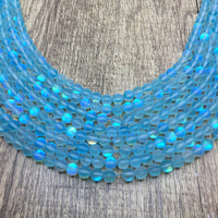 8mm Frosted Aqua Blue Mystic Aura Beads | Fashion Jewellery Outlet | Fashion Jewellery Outlet