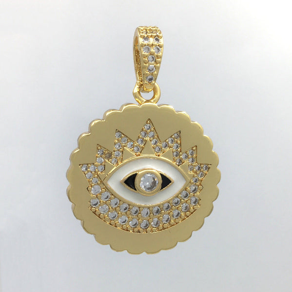 Gold Evil eye Pendant with Clear CZ Stones | Fashion Jewellery Outlet | Fashion Jewellery Outlet