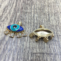 Brass 18k Gold Blue and Turquoise Evil Eye charm | Fashion Jewellery Outlet | Fashion Jewellery Outlet