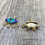 Brass 18k Gold Blue and Turquoise Evil Eye charm | Fashion Jewellery Outlet | Fashion Jewellery Outlet
